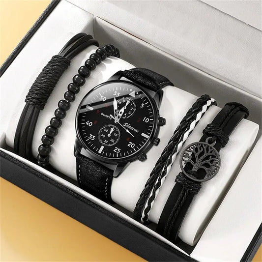 Coffret Montre & Bracelets Homme – Édition Luxe Cuir Marron