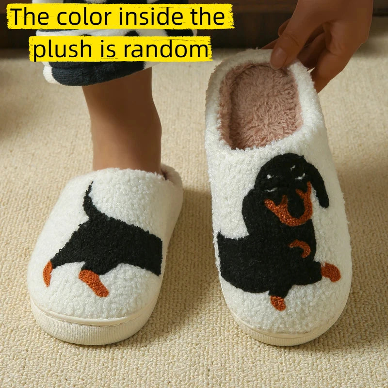 Chaussons Doux d’Hiver – Motif Chien Teckel | Ultra Chauds & Confortables