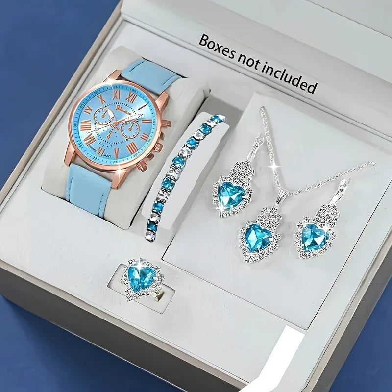 Coffret Montre & Bijoux Femme – Édition Élégance Bleu